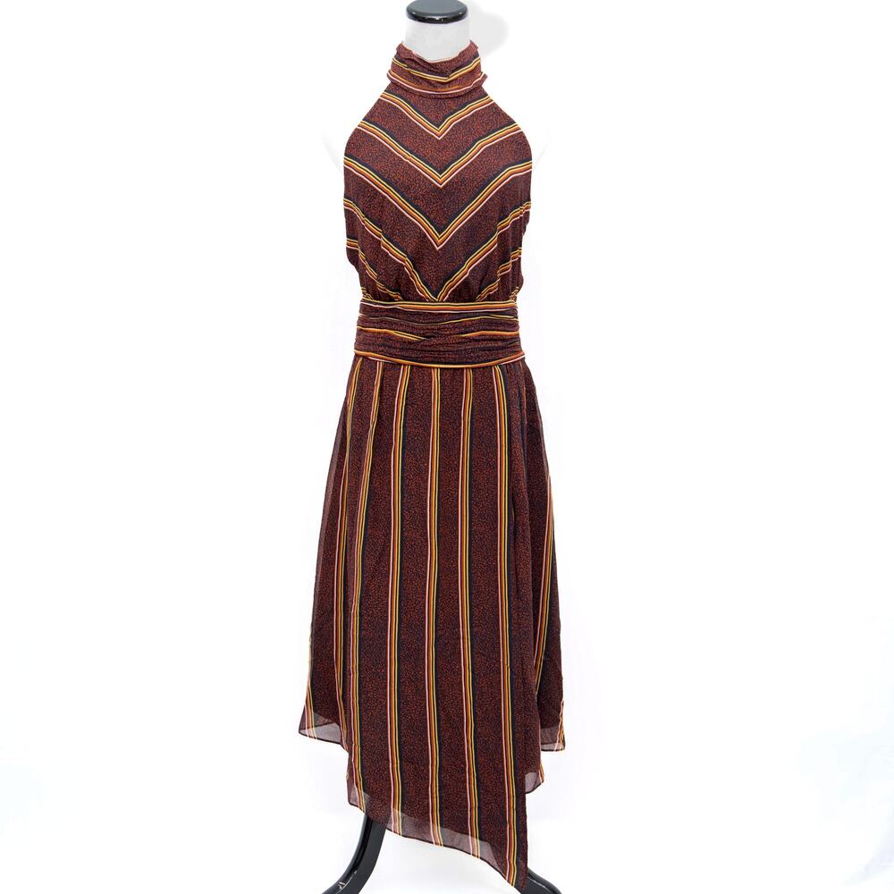 New Joie Multicolor Chevron Striped Halter Dress Size Small